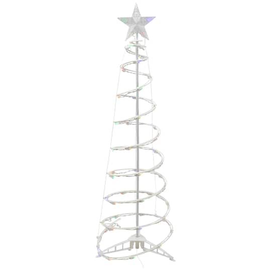 48" x 16" Spiral Outdoor Christmas Tree with Multicolor LED Lights By Northlight in White | Michaels®